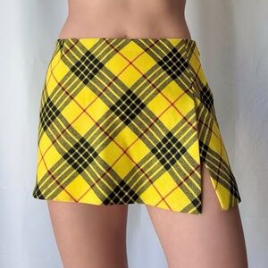 Vintage Dolce & Gabbana Yellow Plaid Low Waisted Mini Skirt